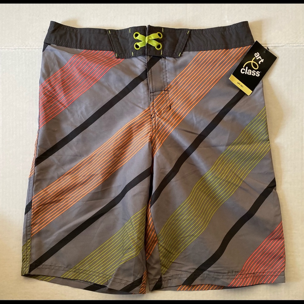 Art Class gray, New w/ tag neon stripes design youth swim trunk, Size: 16